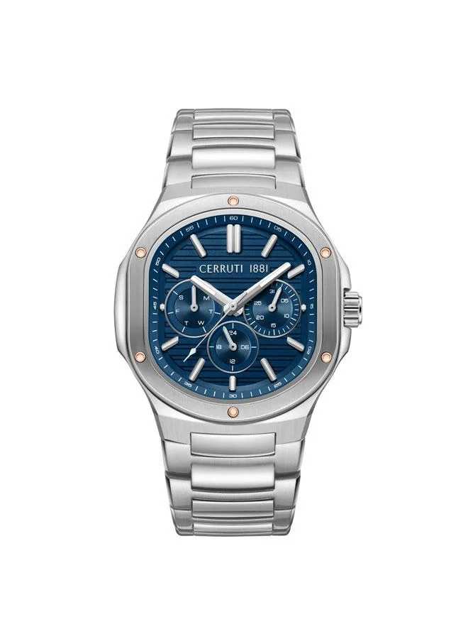 CERRUTI 1881 Trento Blue Dial Stainless Steel Bracelet Multifunction Watch for Men, 40mm